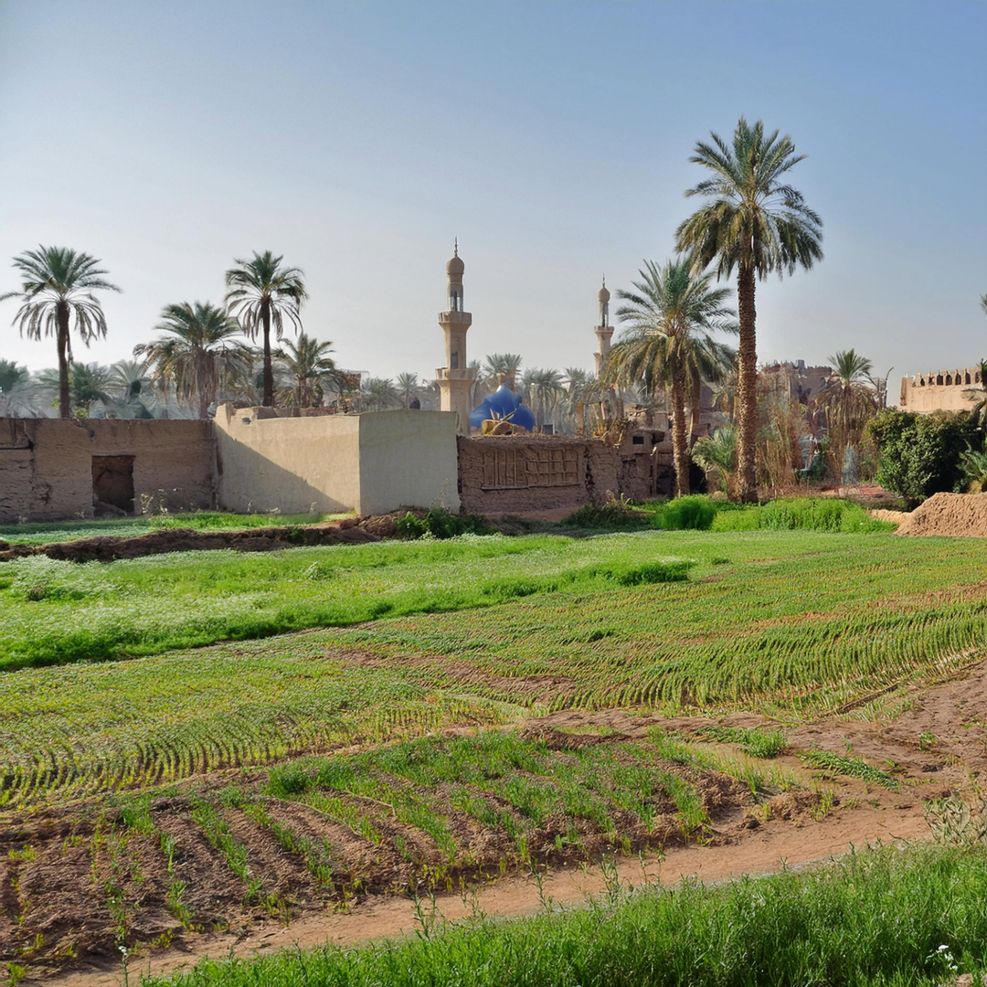 long shot of an Egyptian village